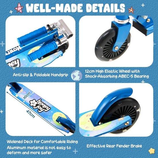 Coast Opvouwbare Step Voor Kinderen - LED Verlichte Wielen - 66 x 33 x 80cm - Blauw