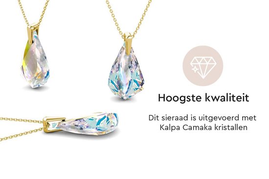 Yolora Dames Ketting met Kalpa Camaka Kristal Hanger - Goudkleurig - 18K Geelgoud Verguld - Vrouwen Collier Goud - Sieraden - Halsketting - Luxe Giftbox - Geschenkdoos - Cadeau doos - Exclusieve Geschenkverpakking - Mooie Cadeauverpakking