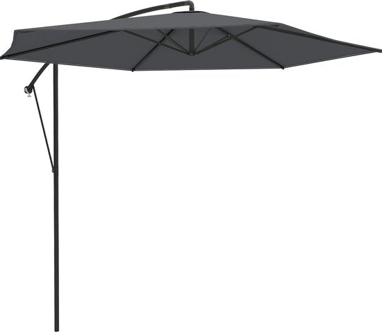 LifeGoods Zweefparasol - tot 8 Personen - Ø300cm - Waterdicht - met Hoes en Kruisvoet - Tuin - Donkergrijs