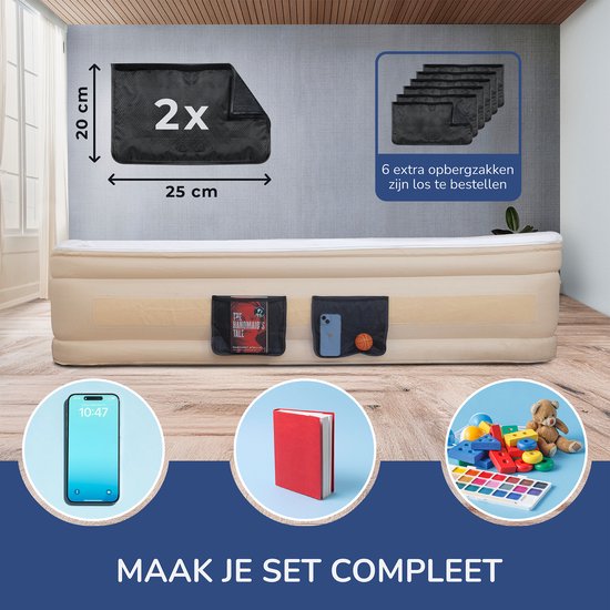 FLOAT CloudSpring - 2 Persoons luchtbed met (5 cm) Foam Topper - <3 min snel opgeblazen - Inclusief 2 opbergzakken, draagtas en reparatiekit - 203x152x46 cm - Zelfopblazend Twee persoons luchtmatras - Ingebouwde elektrische pomp - Stevig Logeerbed