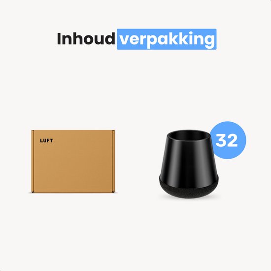 Lucht Stoelpoot beschermers met vilt - 32 stuks - Doppen 12-16mm - Met anti-kras vilt - Rond - Zwart - Vloerbescherming - Stoelpoot sokken - Zwart
