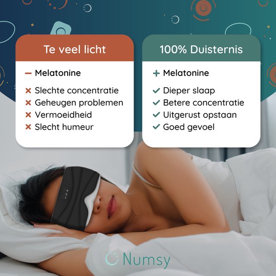 Numsy Slaapmasker Bluetooth - Slaap Koptelefoon - Hoofdband
