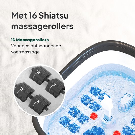 Brixy Voetenbad - Handmatige Massage Rollers - Verwarmt Tot 45°C - Voetmassage Apparaat - Voetbad Met Massage - Zwart