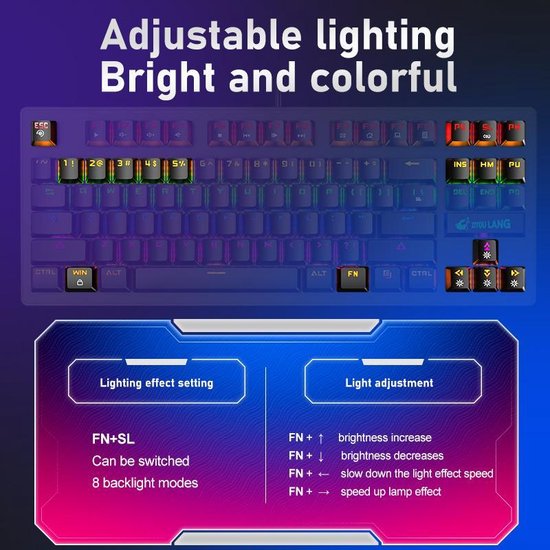 K2 RGB mechanisch gaming toetsenbord - Geschikt voor Windows/Mac - blue switch