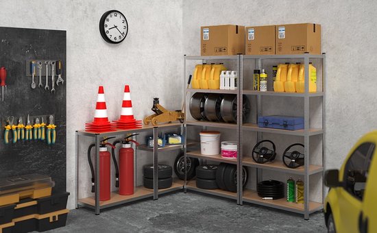 Monzana Stellingkast Metaal – incl. 4 MDF planken- tot 700kg - Zilver