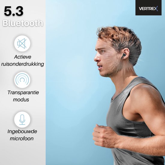 Vertrex Sounds Pro-3 Bluetooth Oordopjes met Noise Cancelling - Oortjes Draadloos - Draadloze Oordopjes