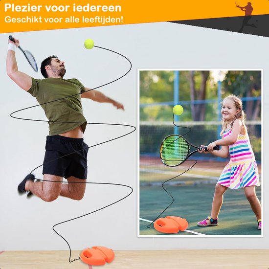 Tennispaal – Tennistrainer – Set Met Elastiek En Tennisbal – Oranje – Voor in de Tuin – Kinderen – Classic – Pro – Vakantie – Volwassenen