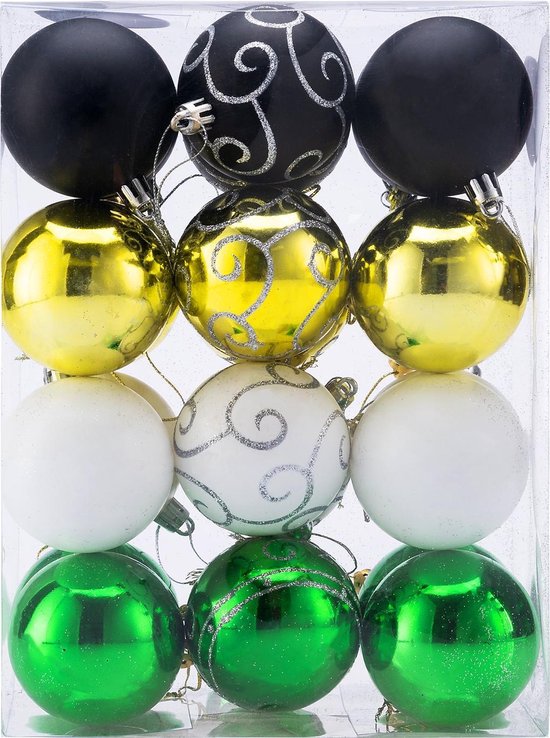 Kerstboomballen 24st Ø6cm - Mat Glanzend Kunststof - Groen