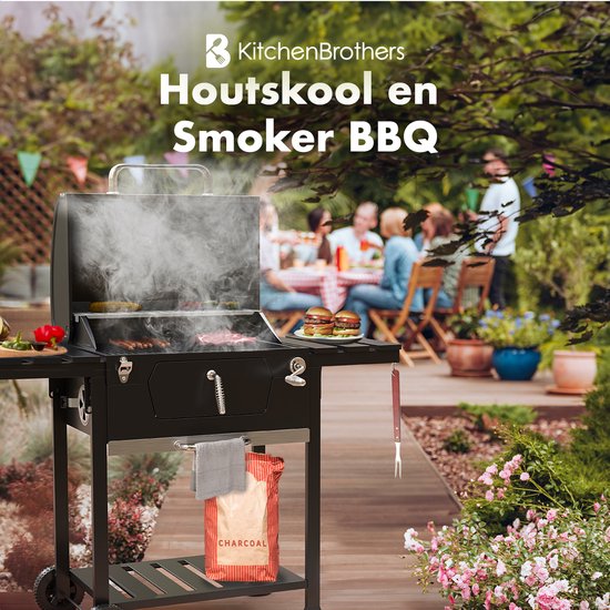 KitchenBrothers Smoker BBQ – Verstelbaar – 120,5 x 62,5 x 119,5 cm – Zwart