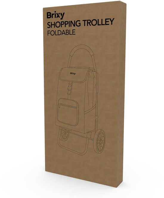 Brixy Boodschappentrolley - Opvouwbaar - Met Wielen - Afneembare Boodschappentas - Boodschappenwagen - Zwart