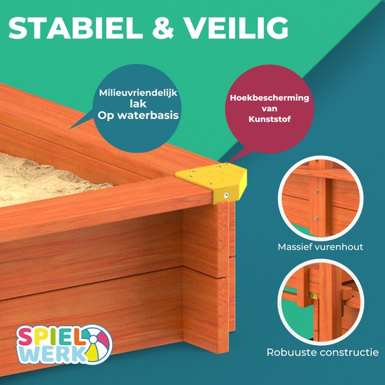 Spielwerk Zandbak - Hout Zonnedak UV 50+ Merle - 143x130x130cm