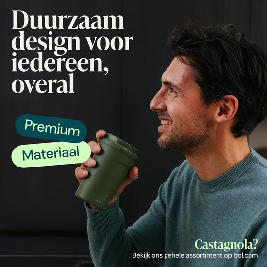Castagnola Thermosbeker - Koffiebeker To Go - Reismok voor Koffie en Thee - Theebeker - 380 ML - RVS - Groen