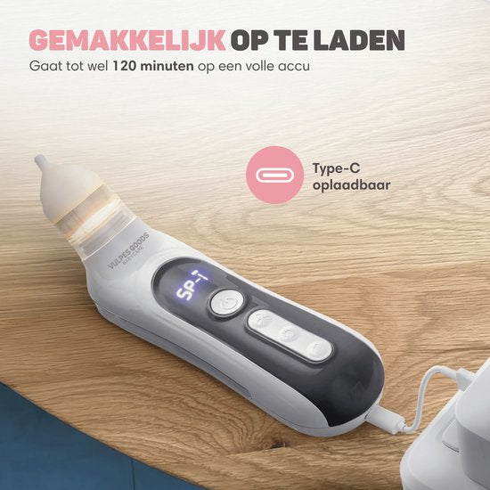 Vulpes Goods® BabyCare - Baby Neusreiniger - Baby Neusreiniger Elektrisch - Neusdouche Elektrisch - Neusreiniger - Snoetenpoetser - Neuszuiger - Grote Batterij - USB C - PRO