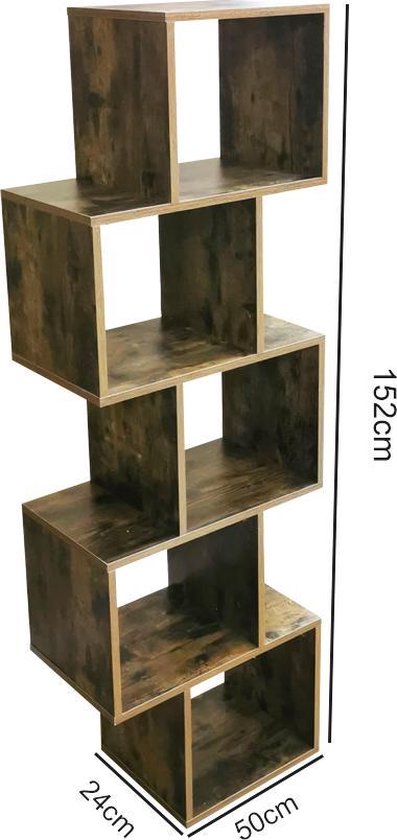 Vakkenkast roomdivider Yoep - gestapeld kubus design - 5 vakken