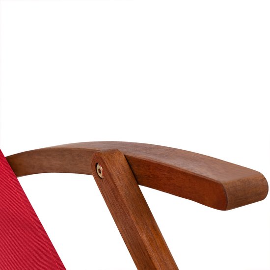 Casaria Ligstoel – Opvouwbaar & verstelbaar - Acaciahout – 60 x 94 x 94 cm – Rood
