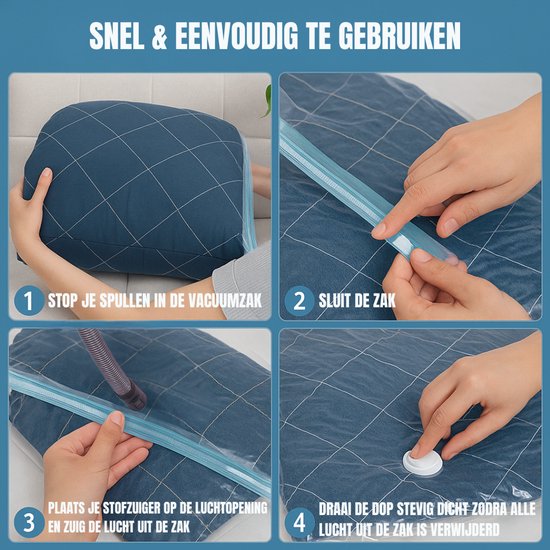 Travelly® Vacuümzakken & Reiszakken Set – Kleding Opbergen & Reizen – Luchtdicht – Herbruikbaar – Ruimtebesparend – Set van 2 – Transparant