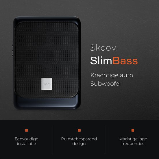 Skoov SlimBass Auto Subwoofer – Actief met Ingebouwde Versterker – 200W – Underseat – Aluminium Behuizing – Inclusief Afstandsbediening