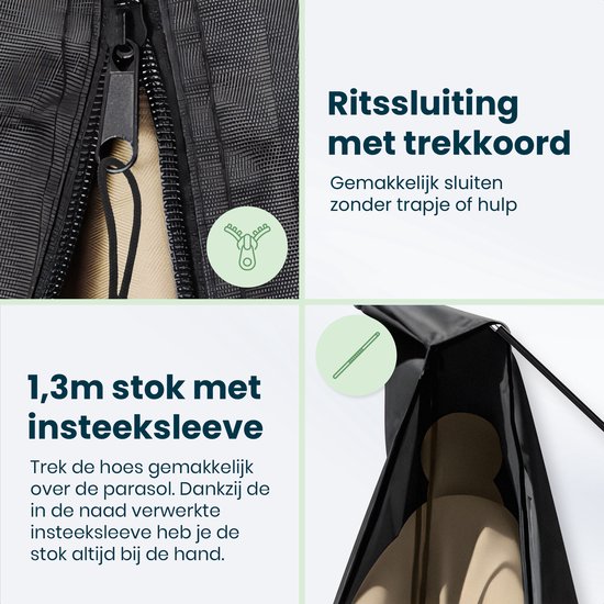 Parasolhoes voor Zweefparasol & Staande Parasol - Tot 400cm - Beschermhoes Waterdicht - Oxford 420D - Incl. Montagehulp
