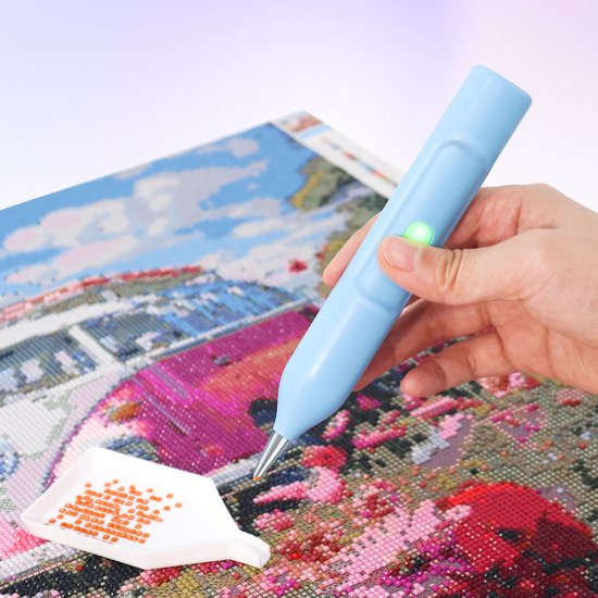 Rubye® – Elektrische Diamond Painting Pen – Met Vacuümtechniek – Oplaadbaar via USB-C – Comfortabel in Gebruik – Voor Ronde en Vierkante Steentjes – Blauw