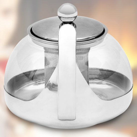 Monzana Glazen Theepot - met RVS-Filter & Infuser 9 Kops - 1.2 Liter