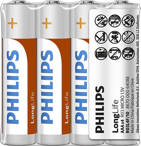 Philips LongLife Batterij R03L4F/10