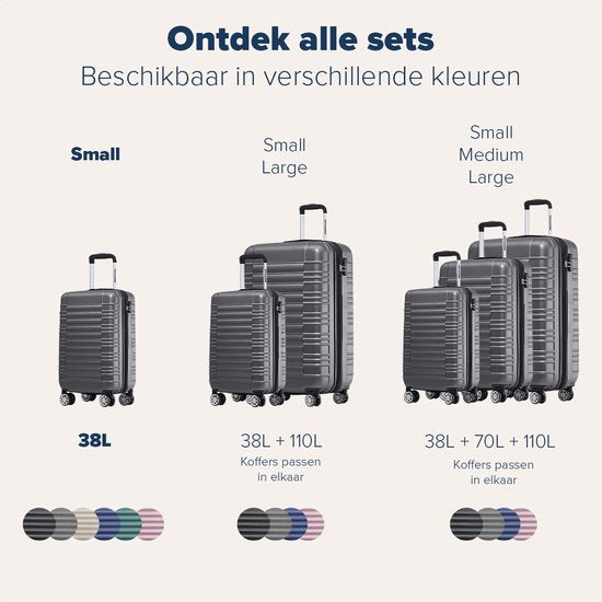 TRVLMORE Handbagage Koffer - 38L - Cijferslot - Lichtgewicht - Trolley - 54x36x20cm - Donkergrijs