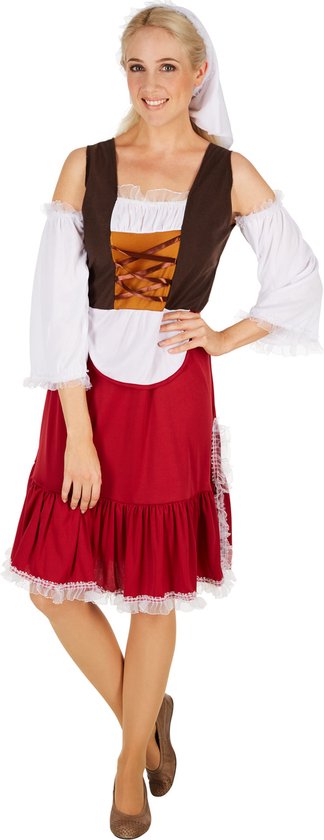 Dressforfun Vrouwenkostuum middeleeuwen meid XXL - verkleedkleding kostuum halloween verkleden feestkleding carnavalskleding carnaval feestkledij partykleding - 301194