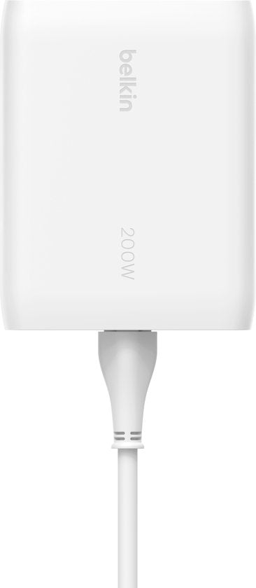 Belkin BoostCharge Pro 200W 4-poorts USB-C GaN Snellader met Power Delivery 3.1, Inclusief 1,5 m Kabel