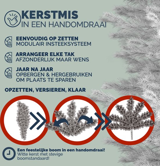 Casaria Kerstboom PVC - Metalen Voet - 180 cm Wit