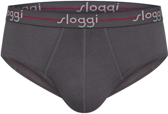 Sloggi Start Midi 2-Pack Slip - Heren - Katoen/Elastaan - Regular Waist - Elastische Band - Zwart/Grijs - Maat XL