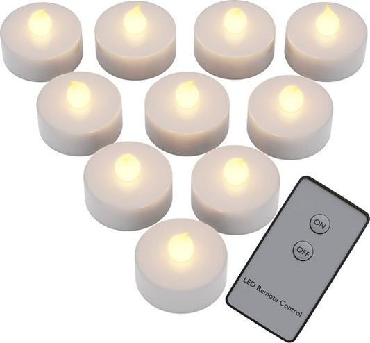 Monzana - 10 x flikkerende LED theelicht - warmwit - met afstandsbediening