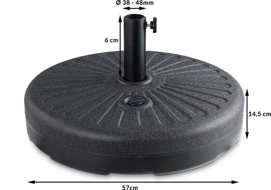 Casaria Parasolstandaard - tot 28 kg Vulbaar Kunststof – Zwart