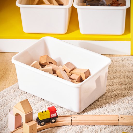 SoBuy KMB108-G Kinderboekenkast - Wit Houten Opbergrek met 3 Vakken