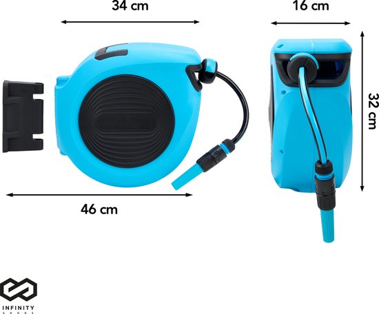 Infinity Goods Wandslangbox - 15 Meter - Slanghouder - Tuinslang Met Haspel - 180° Draaibaar - Automatisch - Slanghaspel