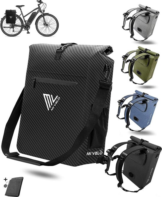 MIVELO 3-in-1 Fietstas – Bagagedragertas, Rugzak & Schoudertas – 25L – Waterdicht & PVC-vrij – Afneembare Laptoptas – Zwart