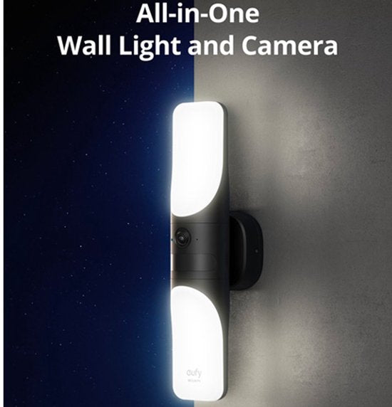 eufy Security S100 Wandlicht met Camera - Wall Light Cam - 2K-resolutie - 1.200 lumen verlichting - Kleurennachtzicht - AI slimme detectie - IP65 waterdicht - Geen maandelijkse kosten - Bedraad