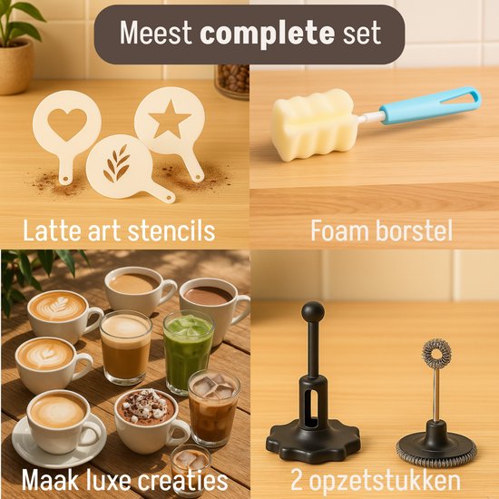 Coopley – Melkopschuimer Elektrisch MF0803 PRO – 270 ml – Voorzien Van 4-in-1 Functies En Instelbare Temperatuur En Digitaal Display – Voor Cappuccino En Latte – Zwart ABS