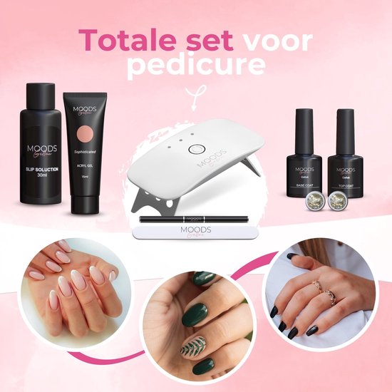 Moods Gellac - Luxe Polygel Set - Polygel Nagels Starterspakket - Inclusief UV LED lamp - 6 Kleuren - The Nude