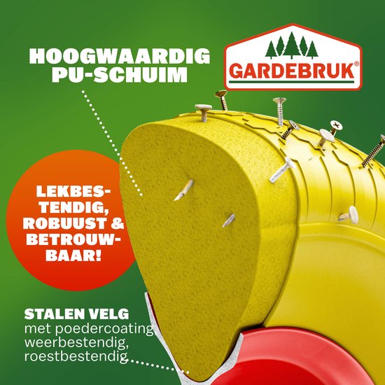 Kruiwagen Wiel - PU-schuim Inclusief As - Geel Rood