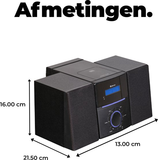 Denver FM Radio - MCA240 - 30 voorkeuzezenders - Incl. CD Speler - 22 x 16 x 33,5 cm - Zwart