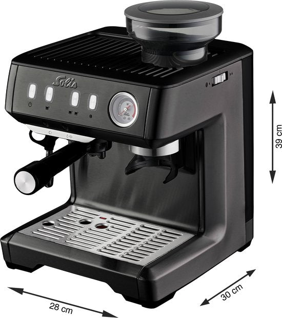 Solis Grind & Infuse Compact 1018 Pistonmachine - Espressomachine - Geschikt voor Pads - RVS Zwart