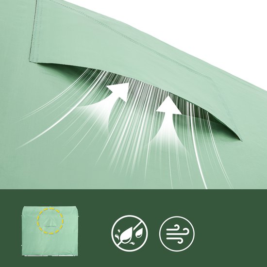 SoBuy KLS11-GR Tuinschuur, tuinhuis voor buiten, waterdicht, motorhuis met haken, garage voor fiets en gereedschap, fietsschuur, opslag en opslag, groen, 120 x 176 x 163 cm