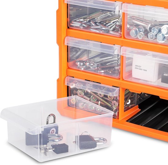 Monzana Assortimentskast - 18 Lades 47,5x38x16cm – Oranje Zwart