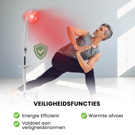Resty® Infraroodlamp – 275W - Red Light Therapy - Warmte lamp - Timer - Extra Stevige Voet - Enkele Kop