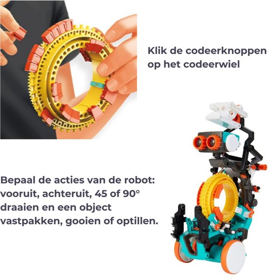 Educatieve coderingsrobot, 5-in-1 bouwkit, robot, leren programmeren, STEM constructiespeelgoed, leer de basisprincipes van het programmeren, zonder computer of app