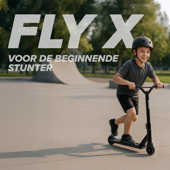 LifeGoods Stuntstep Fly X - 6+ Jaar - Step voor Kinderen - Jongens/Meisjes - 100mm - 100KG - Zwart/Wit