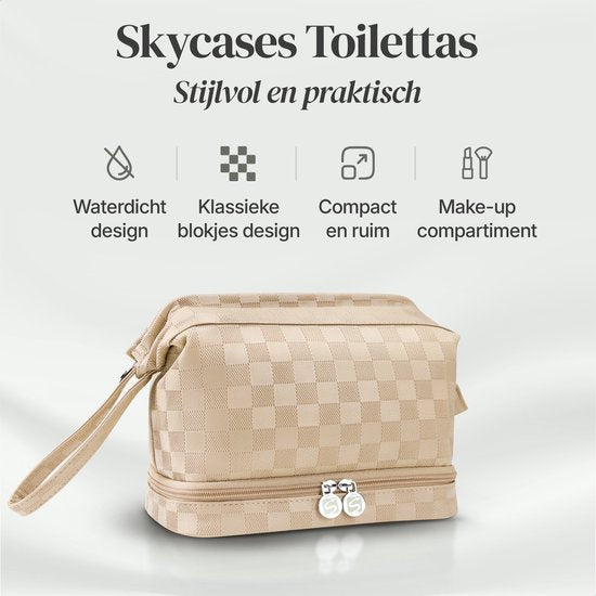SC Travel Essentials - Toilettas en Make-up Organizer - Waterdicht en Compact - Geschikt voor Reis en Dagelijks Gebruik - Unisex - Goud