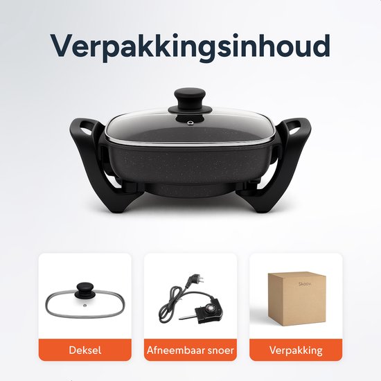 Elektrische hapjespan met deksel - Hapjespannen - Party - Grill - Snack - Sauteer - Pan - Inductie - Braadpan - Skoov