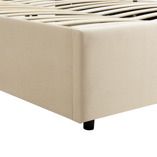 Gestoffeerd bed Savona - 200 x 120 cm - Beige - Incl. Bedlade