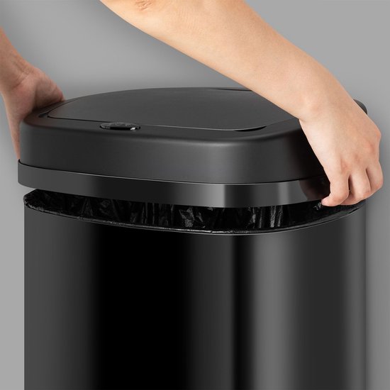 Juskys – Automatische Vuilnisbak Met Sensor – 60 Liter – 40 x 29 x 63 cm – Voorzien Van Bewegingssensor En Touchpanel – Voor Keuken En Kantoor – Zwart Gepoedercoat Staal